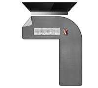 Chihein L-Shaped Desk Pad, Corner Desk Mat (95+125) x33CM, Computer Office Mouse pad Writing Table Pad for Home Office - Gray/White
