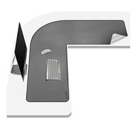 Chihein L-Shaped PU Leather Desk Pad (105+105) x33CM (Gray/White), Reversible Gaming Corner Desk Mat, Computer Office Mouse Pad for Home Office