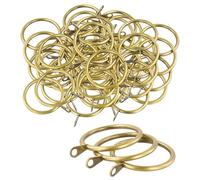 CHIHEUNG 100 PCS Brass Curtain Rings, 38mm Metal Curtain Rings and Hooks for Window Rods, Shower Curtains