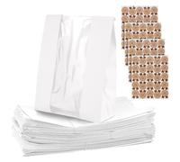 CHIHEUNG 100PCS Bread Bag with Window, Large Paper Bread Bags with Stickers, White Loaf Bags for Homemade Bread, Kraft Paper Bakery Packaging Bag for Cookies Snacks, 35 x 21 x 9 cm