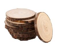 CHIHEUNG 15 PCS Natural Wood Slices, 13-14 cm Round Log Slices with Bark, Pine Wood Discs for Craft, DIY, Wedding Decor, Christmas Ornaments