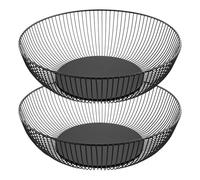 CHIHEUNG 2 PCS Black Fruit Bowls, 28 x 7.5cm Large Iron Fruit Baskets, Wire Fruit Basket for Table, Kitchen, Decorative Use