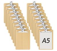 CHIHEUNG 20 Pack A5 Wooden Clipboard, Wood Boards with Low Profile Metal Clip for Office Restaurant Home, 24 x 17 cm