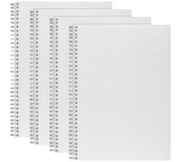 CHIHEUNG 4 PCS A4 Squared Notebooks, A4 Grid Notebook, 160 Pages/ 80 Sheets Spiral Notebook Graph Paper with Clear Cover, Squared Grid Paper for Math Sketching, Lecture Notes