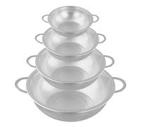CHIHEUNG 4 PCS Stainless Steel Colander with Handle, Metal Micro-Perforations Colanders, Thickened Large Food Strainer for Food Rice Fruit Vegetable Pasta