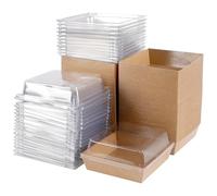 CHIHEUNG 50PCS Cake Slice Boxes, Brown Bento Dessert Box with Clear Lids, Charcuterie Boxes for Desserts, Macaron and Sandwich Cookies Takeaway, 13.5x12.5x6.5 cm