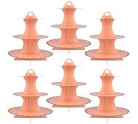 CHIHEUNG 6PCS Cupcake Stand, 3 Tier Cardboard Cake Stand, Afternoon Tea Stands, Pink Cupcake Display Stand, Round Dessert Holder for Party Wedding Afternoon Tea Birthday