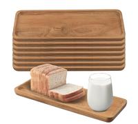 CHIHEUNG 8PCS Wooden Serving Tray, Acacia Wood Serving Board, 29x10cm Serving Platter, Brown Charcuterie Board for Food, Snack, Fruit