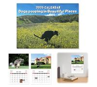 CHIHOLEN 2026 Dogs Pooping in Beautiful Places Calendar, 2026 Puppy Funny Wall Calendar, Funny Humor Gag Gifts For Birthdays Christmas