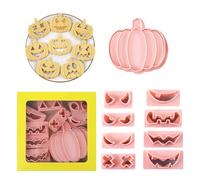 CHIHOLEN Pack of 10 Halloween Cookie Cutters, 3D Pumpkin Biscuit Cutters, Plastic Pumpkin Pressable Cookie Cutter for Halloween Party Accessories, Decorations (C)