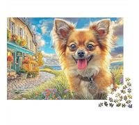 Chihuahua 1000 Pc Paper Colorful Floral Street Puzzle Seniors Large Piece Concentration Mindfulness Meditation Gift for Senior Fans 52x38cm/1000pcs