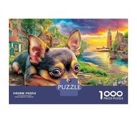 Chihuahua 1000 Pc Premium Cardstock Jigsaw Puzzle Dog by Lake for Couple Partners, Concentration Puzzle, Indoor Leisure Time, Perfect Housewarming Gift 52x38cm/1000pcs