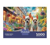Chihuahua 1000 Piece Chihuahuas Walking in Floral Lane Jigsaw Puzzles for Puzzles 1000 Pieces Jigsaw for Adults Challenging Puzzle Games Puzzles for Adults Gifts 52x38cm/1000pcs