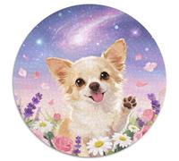 Chihuahua 1000 Piece Circular Jigsaw Creative Cute Pets Unique Challenge Games for Adults And Kids 1000pcs (67.5x67.5cm)