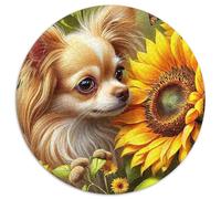 Chihuahua 1000 Piece Jigsaw Puzzles Round Jigsaw Classic Family Game Color Challenge for Adults And Kids 1000pcs (67.5x67.5cm)