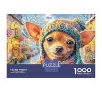 Chihuahua 1000 Piece Knit Cap Village Stand Premium Cardboard Puzzle Puzzle Enthusiasts Stress Relief Quiet Time Indoor Hobby 52x38cm/1000pcs