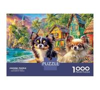 Chihuahua 1000 Piece Puzzle Age 12+ for Adults Puppy in Fantasy Town with Extra Fun Challenges Colourful Home Decoration Randomly Shaped 38x26cm/1000pcs