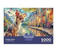 Chihuahua 1000-piece Recycled Cardboard Jigsaw Puzzle Chihuahua by River Challenging Adults Puzzle Enthusiasts Brain Teaser Problem Solving Indoor Solo Game 70x50cm/1000pcs