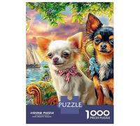 Chihuahua 1000-Piece Recycled Cardboard Two Chihuahuas Jigsaw Bundle, Concentration Training, Personalised Gift, Wall Decor & After-School Fun 70x50cm/1000pcs