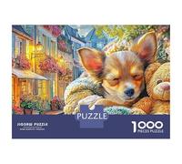 Chihuahua 1000 Piece Street Cozy Cluster Dust-Free Sturdy Puzzle Advanced Puzzlers Birthday Present Quiet Time Hobby Indoor Fun 52x38cm/1000pcs