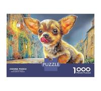 Chihuahua 1000 Piece Sunlit Street Rest Thick Cardboard Jigsaw Puzzle Adults Beginners Rainy Day Indoor Activity 38x26cm/1000pcs