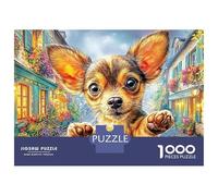 Chihuahua 1000 Piece Wet Street Gaze Jigsaw Puzzle for Adults Premium Cardboard Framable Art Home Leisure 1000pc 38x26cm/1000pcs