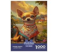 Chihuahua 1000 Pieces Jigsaw Puzzles Cute Animal Puzzle for Adults Staycation Kill Time Home Decoration Gifts for Men Age 14+ ForAdults 38x26cm/1000pcs