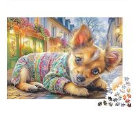 Chihuahua 1000 Pieces Jigsaw Puzzles Engaging Educational Games Chihuahua Lying on Floor Jigsaw Puzzles Beautiful Decoration for Gifts 38x26cm/1000pcs