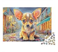 Chihuahua 1000 Pieces Jigsaw Puzzles Engaging Home Decoration Chihuahua Standing on Street Jigsaw Puzzle Beautiful Decoration for Adults And Kids 38x26cm/1000pcs