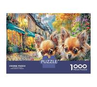 Chihuahua 1000 Pieces Puzzle Cardboard Seniors & Adults Two Chihuahuas Brain Teaser Mental Stimulation Premium Quality Home Decoration Indoor Group Play Game 38x26cm/1000pcs