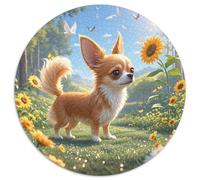 Chihuahua 1000 Pieces Round Jigsaw Puzzle Creative Dog Seeking A Challenging And Relaxing Activity Games for Adults And Kids 1000pcs (67.5x67.5cm)