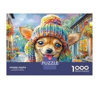 Chihuahua 1000Pc Jigsaw Puzzles for Hobbyists Recycled Chihuahua Cowboy Hat Cardboard Challenging Puzzle Games 70x50cm/1000pcs