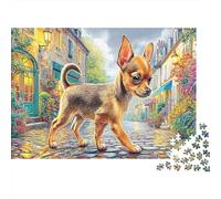 Chihuahua 1000Piece JigsawPuzzlesChihuahua Walk Street ForAdults Colourful Brainteasing Age12+byth ThemeFlowersandBirds Uncover The Puzzle 52x38cm/1000pcs