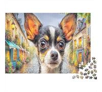 Chihuahua 1000Pieces JigsawPuzzleChihuahua Collar Street ForAdult Colourful Brainteasing Age12+byth Challenging The Impossible Difficult Game Uncover The Puzzle 52x38cm/1000pcs