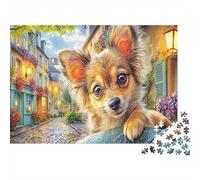 Chihuahua 1000Pieces JigsawPuzzlesChihuahua Peek Street ForAdults Colourful LargePiecePuzzles Age12+byth ThemeFlowersandBirds Fun, Challenging 38x26cm/1000pcs
