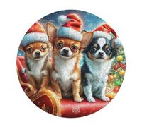 Chihuahua 128 Piece Circular Jigsaw Puzzle Cute Dog Pet Animal Shape All Ages Suitable Stress Relief Puzzle Educational Learning Through Play Home Decor 120 PCS