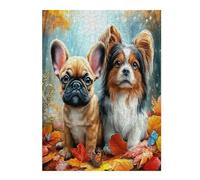 Chihuahua 500 Pieces Set Classic Jigsaw Puzzle Cute Dog Pet Couple Puzzle Partners Logic Skill Wall Decor Easter New Year Gift Eco-friendly Recycled Cardboard 500 PCS