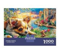 Chihuahua (7)_2 1000 Piece Jigsaw Puzzle Puppy in Blooming Flower Garden for Adults Educational Game Home Decoration Challenge High Difficulty Male And Female Birthday 70x50cm/1000pcs Gifts