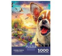 Chihuahua Adventure 1000 Piece Recycled Cardboard Chihuahua in Flowers Premium Puzzle, Educational Game 12+, Decompression & Personalised Gift 52x38cm/1000pcs