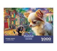Chihuahua Art Recycled Cardboard Two Chihuahuas Jigsaws Puzzles for Families 1000 Piece Challenging & Brainteasing 52x38cm/1000pcs