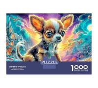 Chihuahua Bandana 1000 Pieces Sustainable Board Fantasy Puppy Mindfulness Puzzle for Adults Reusable Puzzle Relaxation Activity Premium Quality 70x50cm/1000pcs