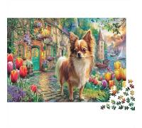 Chihuahua by River Puzzle Dog in Vibrant Flowers 1000 Piece Educational Game Cha