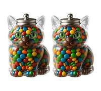 Chihuahua Candy Jar - 2 Pack Cat Cookie Jar with Lids, Cute Airtight Cat Shaped Snack Container, Cats Snack Container, Lovely Animals Treat Box for Cookies, Candy, Coffee Pods, Pet Owners/Lovers Gift