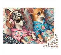 Chihuahua Cozy Bedtime 1000 Pc Eco-Friendly Paper Premium Puzzle for Kids Beginners, Mind Relaxation Puzzle, After-school Fun, Value for Money Puzzle 52x38cm/1000pcs