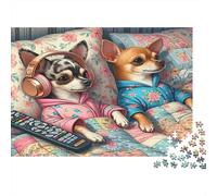 Chihuahua Cozy Bedtime 1000 Piece Jigsaws with Precision Cut Personalised Jigsaws As A Party Puzzle Game for Social Gatherings 52x38cm/1000pcs