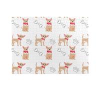 Chihuahua Cute Dogs And Bowl,500 Pieces Puzzles for Adults-Wooden Jigsaw Puzzle for Adults Elderly
