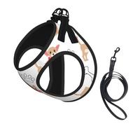 Chihuahua Cute Dogs And Bowl,Pet Harness,Adjustable Reflective Dog Harness,Pet Leash Vest,M