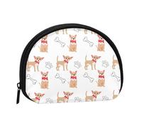 Chihuahua Cute Dogs and BowlSmall Makeup Sanitary Napkin Storage Bag,Women's Cosmetic Coin Purse