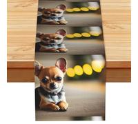 Chihuahua Dog 1 Print Entryway Table Runner, 183cm Washable Faux Linen Table Runner For Farmhouse And Entryway Decor
