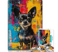 Chihuahua Dog 1000 Piece Jigsaw Puzzles for Teenagers,Stress Reliever Staycation Kill Time with Matching Poster And Trivia Sheet 38x26cm